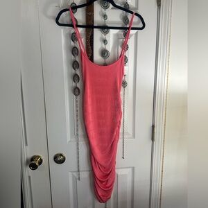 Elegant Coral Sleeveless Dress